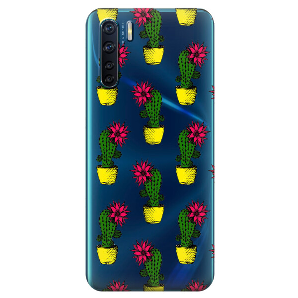 

Прозрачный силиконовый чехол iSwag для OPPO A91 с рисунком - Кактусы (KS6003)