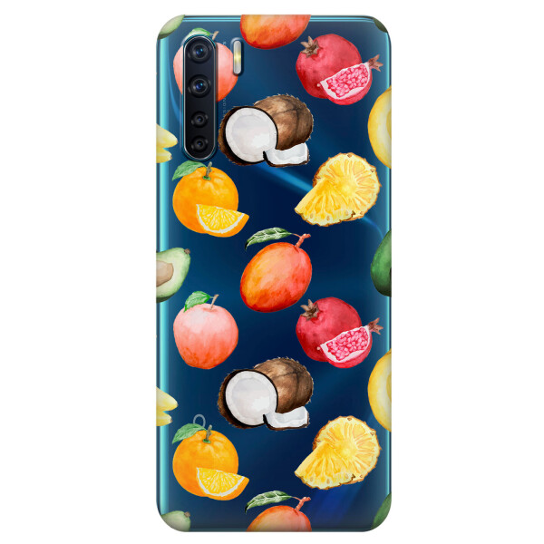 

Прозрачный силиконовый чехол iSwag для OPPO A91 с рисунком - Фрукты (KS6006)