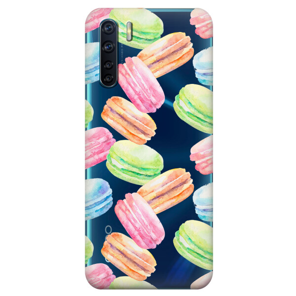 

Прозрачный силиконовый чехол iSwag для OPPO A91 с рисунком - Французские печенья (KS6007)