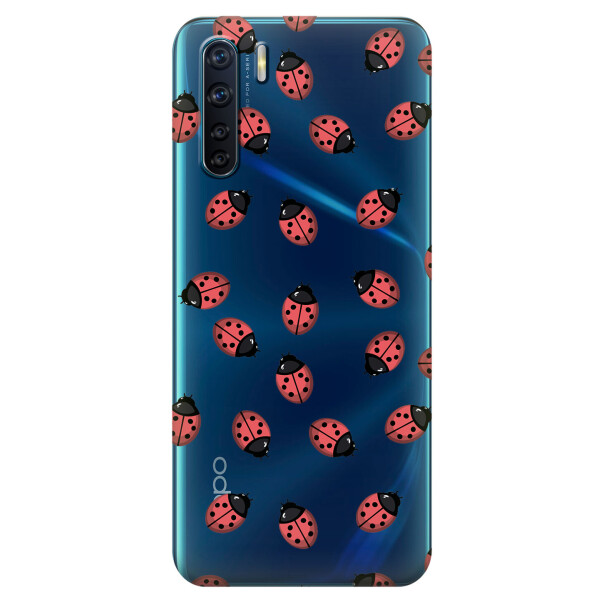 

Прозрачный силиконовый чехол iSwag для OPPO A91 с рисунком - Божьи коровки (KS6008)