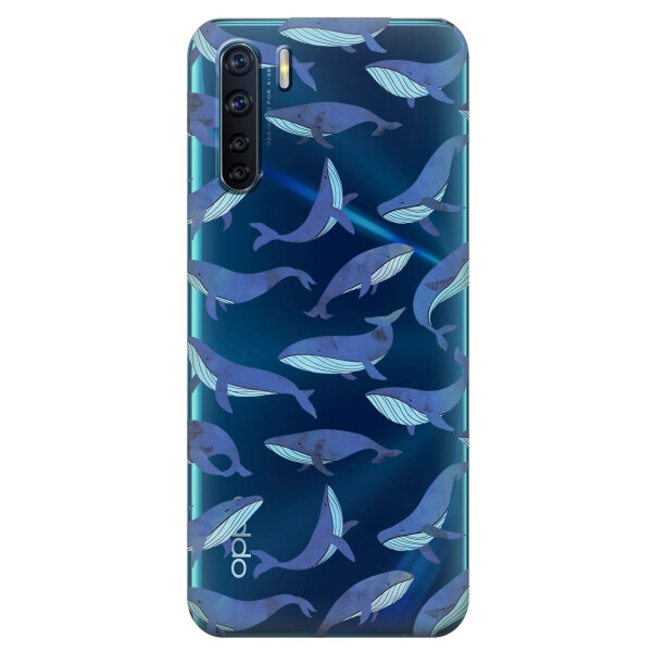 

Прозрачный силиконовый чехол iSwag для OPPO A91 с рисунком - Киты (KS6009)