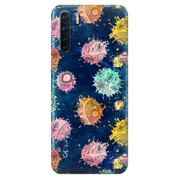 

Прозрачный силиконовый чехол iSwag для OPPO A91 с рисунком - Красочные черепа (KS6021)