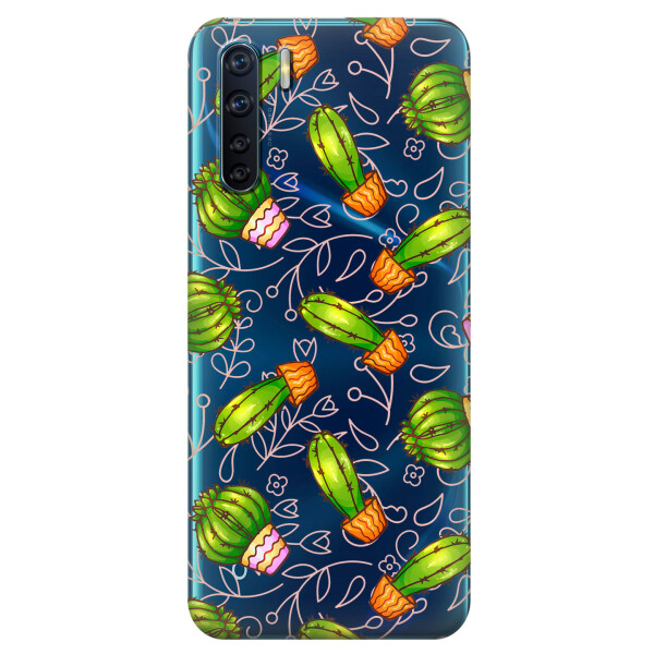 

Прозрачный силиконовый чехол iSwag для OPPO A91 с рисунком - Арт кактусы (KS6024)