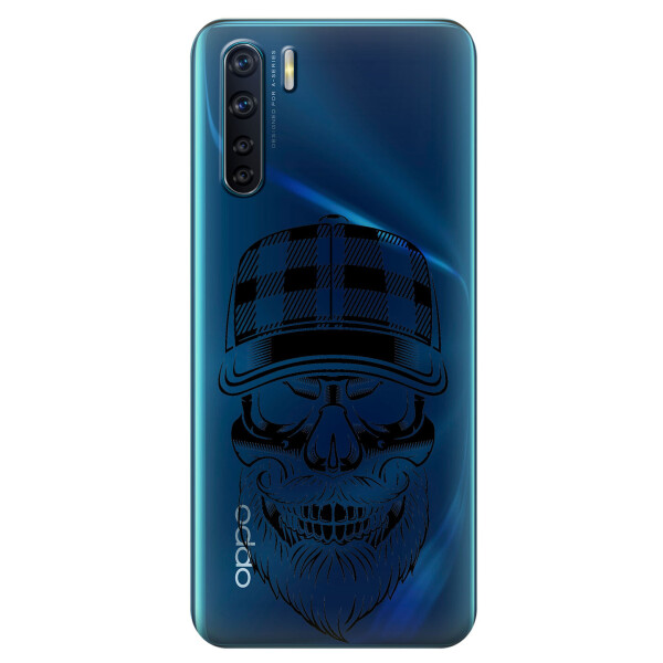 

Прозрачный силиконовый чехол iSwag для OPPO A91 с рисунком - Бородатый череп (KS6026)