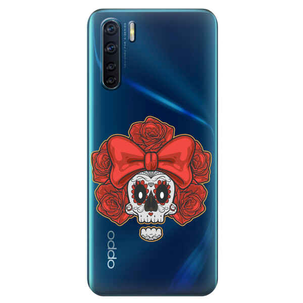 

Прозрачный силиконовый чехол iSwag для OPPO A91 с рисунком - Готический череп (KS6029)