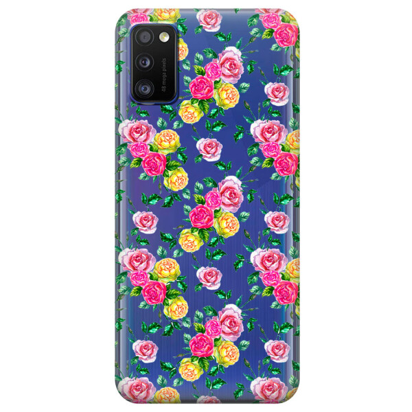 

Прозрачный силиконовый чехол iSwag для Samsung Galaxy A41 с рисунком - Розы (KS3051)