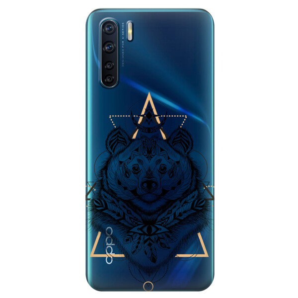 

Прозрачный силиконовый чехол iSwag для OPPO A91 с рисунком - Медведь индеец (KS6034)
