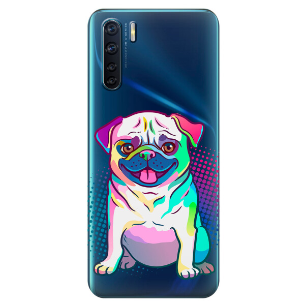 

Прозрачный силиконовый чехол iSwag для OPPO A91 с рисунком - Мопс (KS6035)