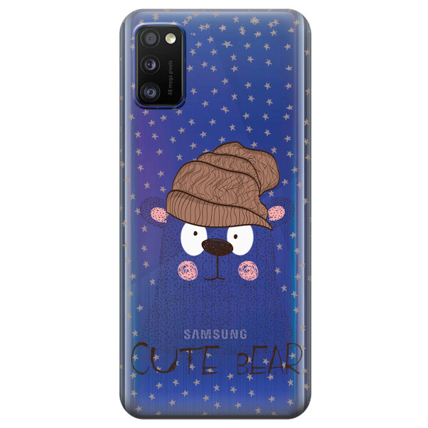 

Прозрачный силиконовый чехол iSwag для Samsung Galaxy A41 с рисунком - Медведь (KS3059)