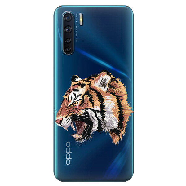 

Прозрачный силиконовый чехол iSwag для OPPO A91 с рисунком - Тигр (KS6038)