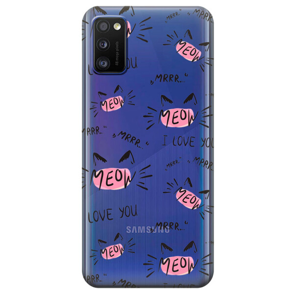 

Прозрачный силиконовый чехол iSwag для Samsung Galaxy A41 с рисунком - Кошачьи мордочки (KS3061)