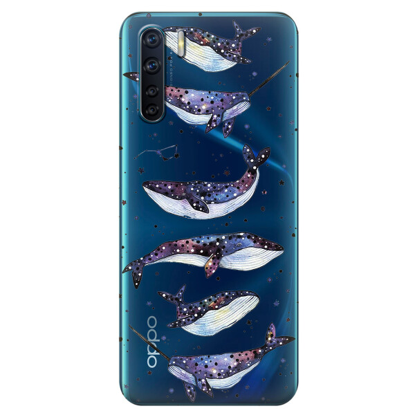 

Прозрачный силиконовый чехол iSwag для OPPO A91 с рисунком - Киты Единороги (KS6044)