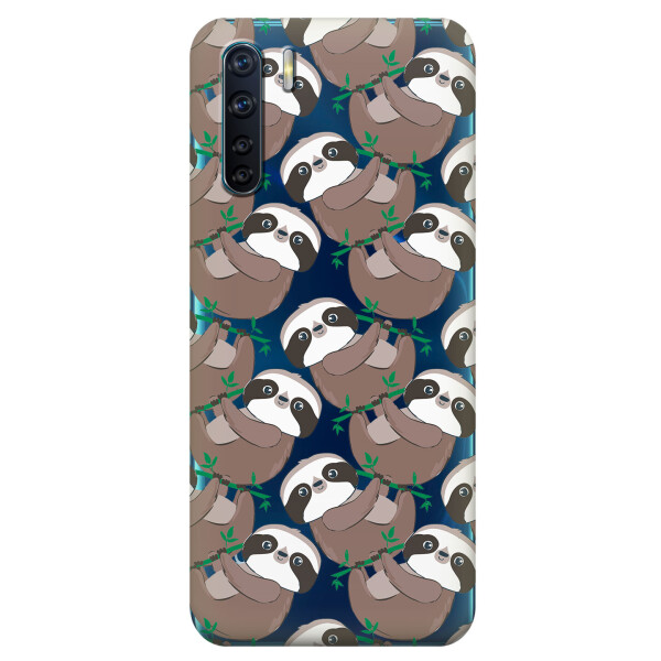 

Прозрачный силиконовый чехол iSwag для OPPO A91 с рисунком - Удивленные ленивцы (KS6047)