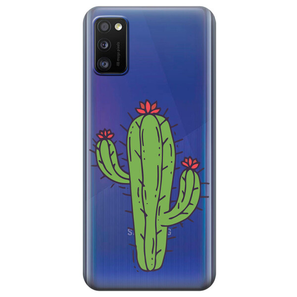 

Прозрачный силиконовый чехол iSwag для Samsung Galaxy A41 с рисунком - Тропический кактус (KS3071)