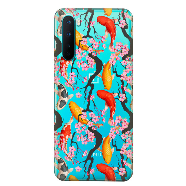 

Прозрачный силиконовый чехол iSwag для OnePlus Nord с рисунком - Японские рыбы (KS6053)