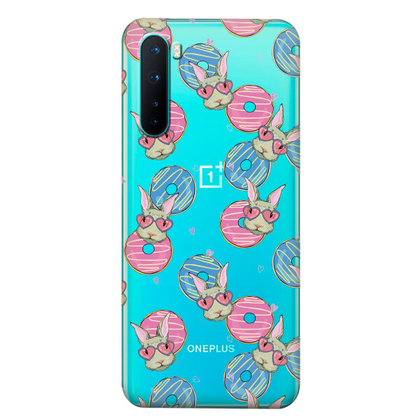 

Прозрачный силиконовый чехол iSwag для OnePlus Nord с рисунком - Зайчики (KS6055)