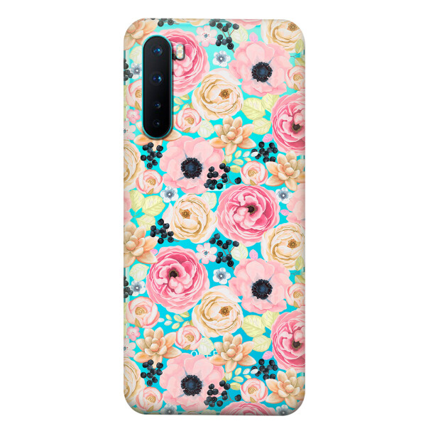 

Прозрачный силиконовый чехол iSwag для OnePlus Nord с рисунком - Цветочный букет (KS6056)
