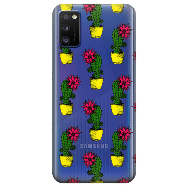 

Прозрачный силиконовый чехол iSwag для Samsung Galaxy A41 с рисунком - Кактусы (KS3078)