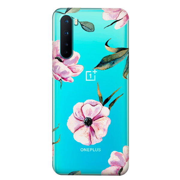 

Прозрачный силиконовый чехол iSwag для OnePlus Nord с рисунком - Пионы (KS6058)
