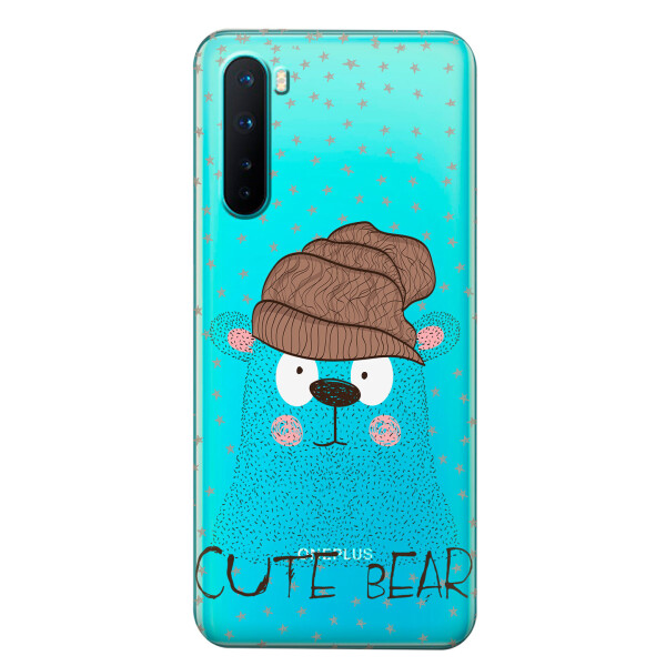 

Прозрачный силиконовый чехол iSwag для OnePlus Nord с рисунком - Медведь (KS6059)