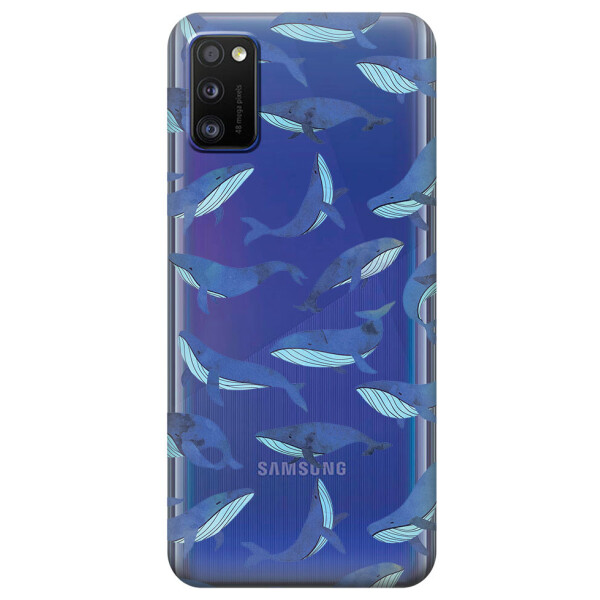 

Прозрачный силиконовый чехол iSwag для Samsung Galaxy A41 с рисунком - Киты (KS3084)