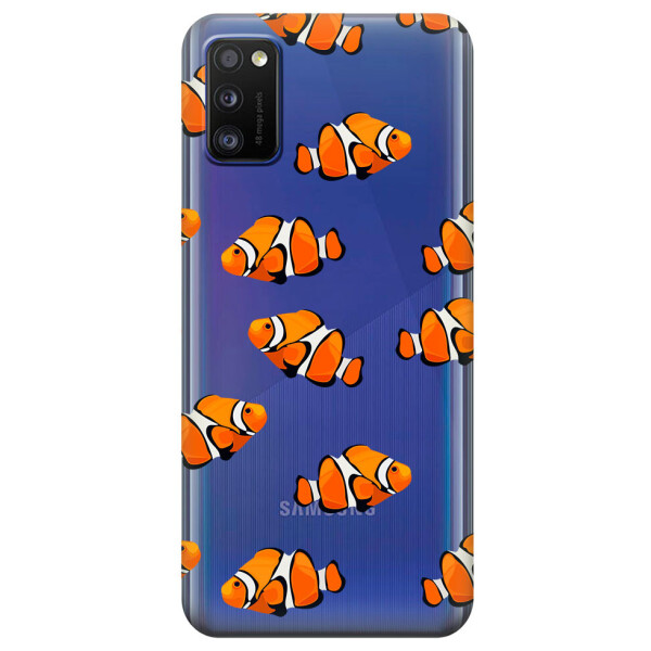 

Прозрачный силиконовый чехол iSwag для Samsung Galaxy A41 с рисунком - Рыбки (KS3091)