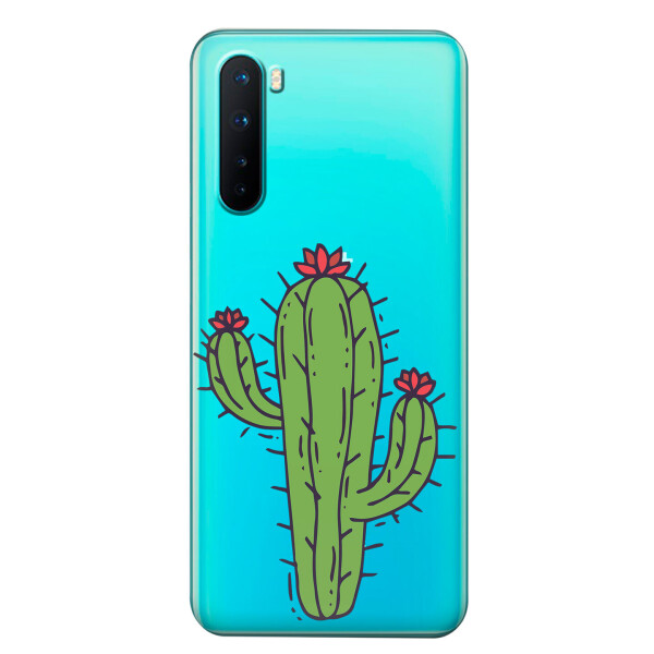 

Прозрачный силиконовый чехол iSwag для OnePlus Nord с рисунком - Тропический кактус (KS6071)