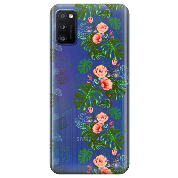 

Прозрачный силиконовый чехол iSwag для Samsung Galaxy A41 с рисунком - Тропические листья (KS3094)