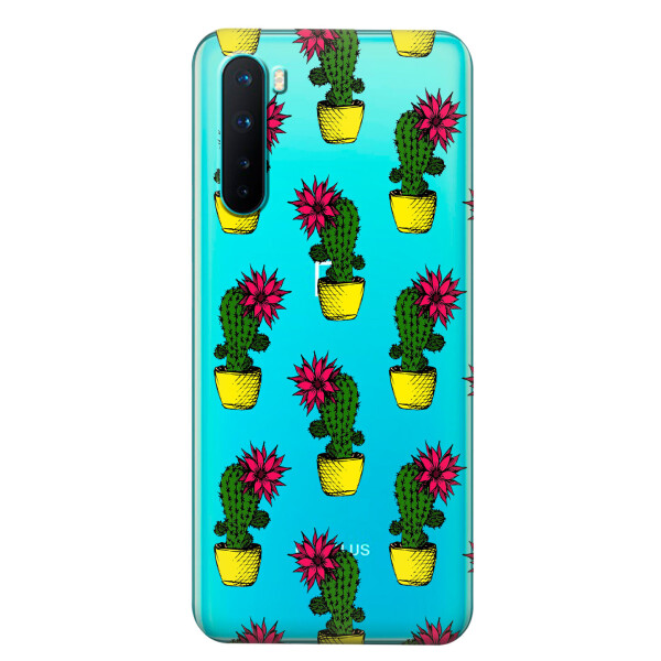 

Прозрачный силиконовый чехол iSwag для OnePlus Nord с рисунком - Кактусы (KS6078)