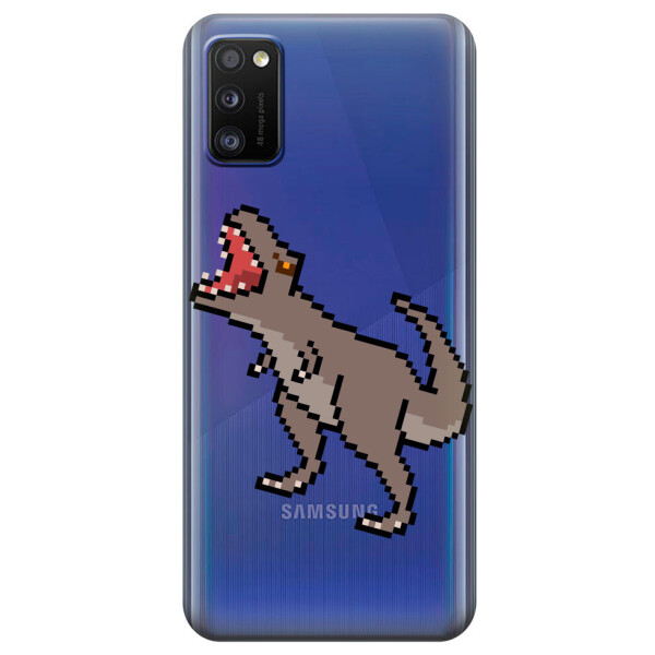 

Прозрачный силиконовый чехол iSwag для Samsung Galaxy A41 с рисунком - Пикселький динозавр (KS3100)