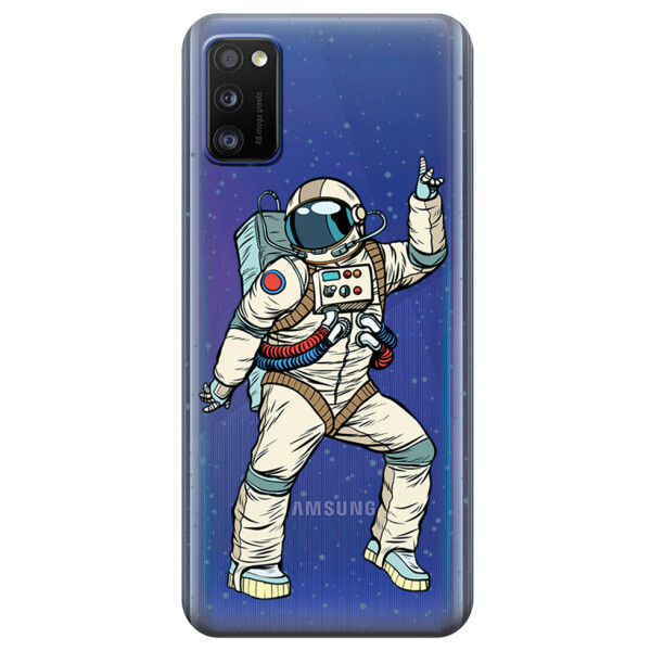

Прозрачный силиконовый чехол iSwag для Samsung Galaxy A41 с рисунком - Веселый космонавт (KS3102)