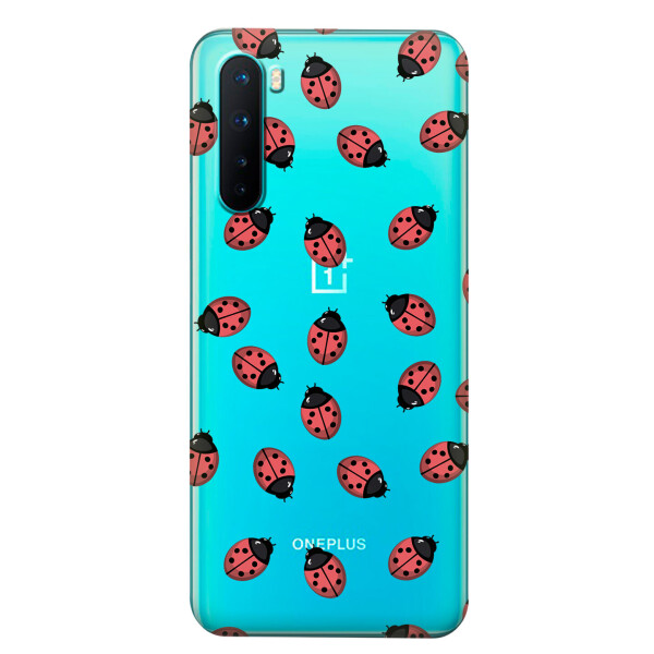 

Прозрачный силиконовый чехол iSwag для OnePlus Nord с рисунком - Божьи коровки (KS6083)