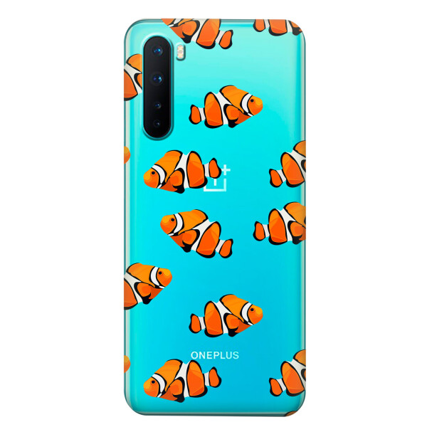 

Прозрачный силиконовый чехол iSwag для OnePlus Nord с рисунком - Рыбки (KS6091)