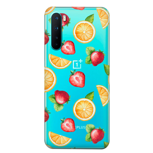 

Прозрачный силиконовый чехол iSwag для OnePlus Nord с рисунком - Фруктовый дизайн (KS6095)