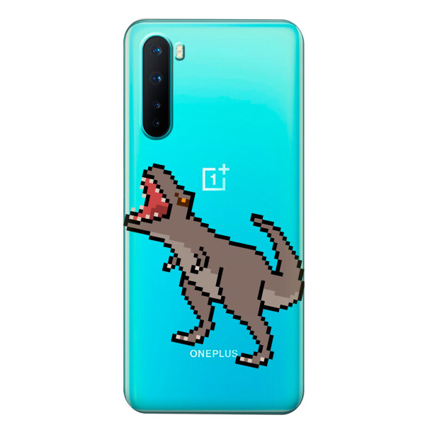 

Прозрачный силиконовый чехол iSwag для OnePlus Nord с рисунком - Пикселький динозавр (KS6100)