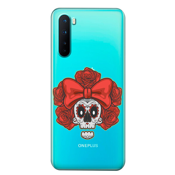 

Прозрачный силиконовый чехол iSwag для OnePlus Nord с рисунком - Готический череп (KS6104)