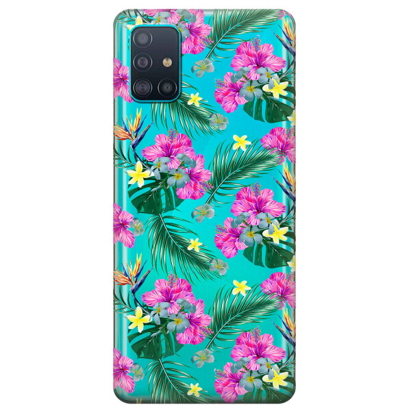 

Прозрачный силиконовый чехол iSwag для Samsung Galaxy A51 с рисунком - Тропические цветы (KS3129)