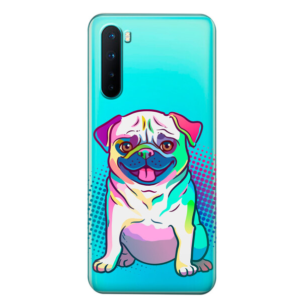 

Прозрачный силиконовый чехол iSwag для OnePlus Nord с рисунком - Мопс (KS6110)