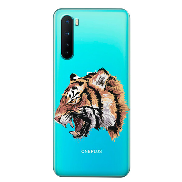 

Прозрачный силиконовый чехол iSwag для OnePlus Nord с рисунком - Тигр (KS6113)