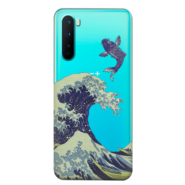 

Прозрачный силиконовый чехол iSwag для OnePlus Nord с рисунком - Большая волна в Канагаве (KS6125)