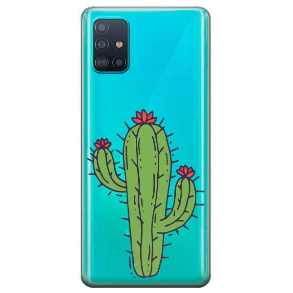 

Прозрачный силиконовый чехол iSwag для Samsung Galaxy A51 с рисунком - Тропический кактус (KS3146)