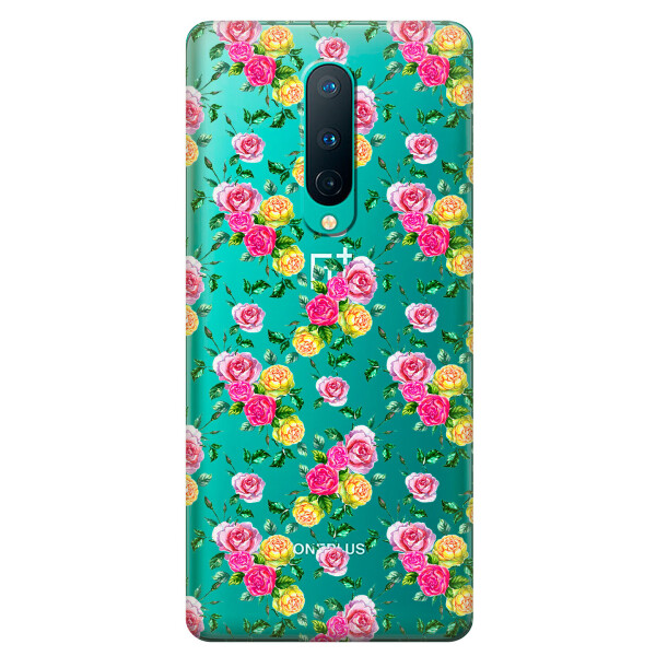 

Прозрачный силиконовый чехол iSwag для OnePlus 8 с рисунком - Розы (KS6126)