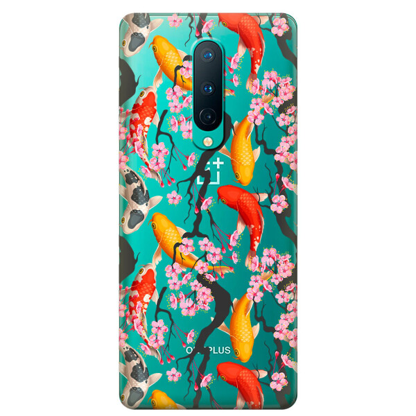 

Прозрачный силиконовый чехол iSwag для OnePlus 8 с рисунком - Японские рыбы (KS6128)