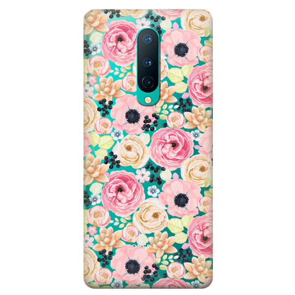 

Прозрачный силиконовый чехол iSwag для OnePlus 8 с рисунком - Цветочный букет (KS6131)