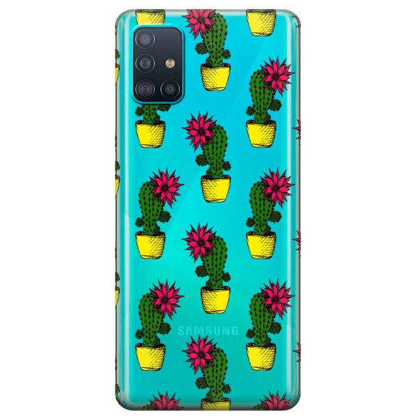 

Прозрачный силиконовый чехол iSwag для Samsung Galaxy A51 с рисунком - Кактусы (KS3153)
