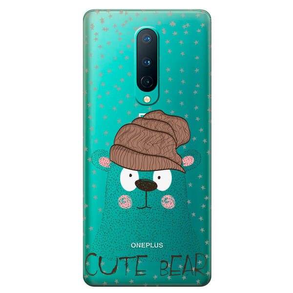 

Прозрачный силиконовый чехол iSwag для OnePlus 8 с рисунком - Медведь (KS6134)