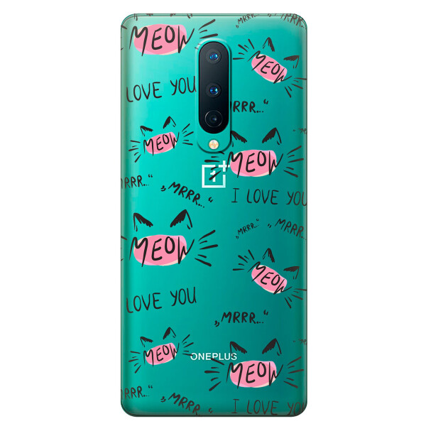 

Прозрачный силиконовый чехол iSwag для OnePlus 8 с рисунком - Кошачьи мордочки (KS6136)