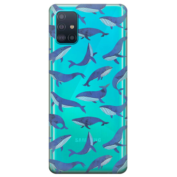 

Прозрачный силиконовый чехол iSwag для Samsung Galaxy A51 с рисунком - Киты (KS3159)