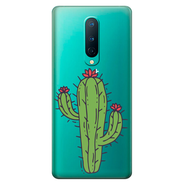 

Прозрачный силиконовый чехол iSwag для OnePlus 8 с рисунком - Тропический кактус (KS6146)