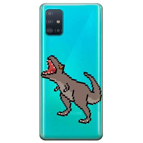 

Прозрачный силиконовый чехол iSwag для Samsung Galaxy A51 с рисунком - Пикселький динозавр (KS3175)
